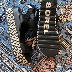 Sorel Black Leather Sandals